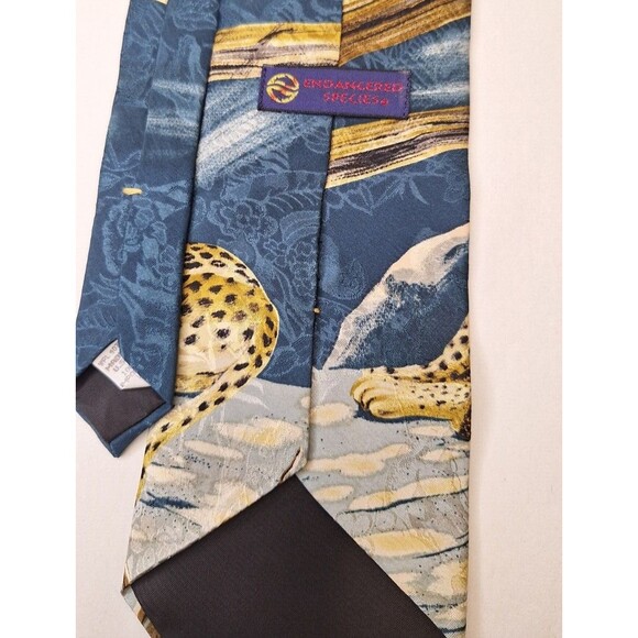 Endangered Species Leopard Print Silk Neck Tie Mother & Cub Forest Made In USA - Picture 4 of 6